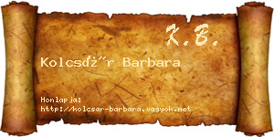 Kolcsár Barbara névjegykártya