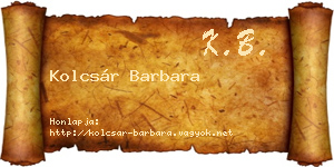 Kolcsár Barbara névjegykártya