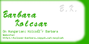 barbara kolcsar business card